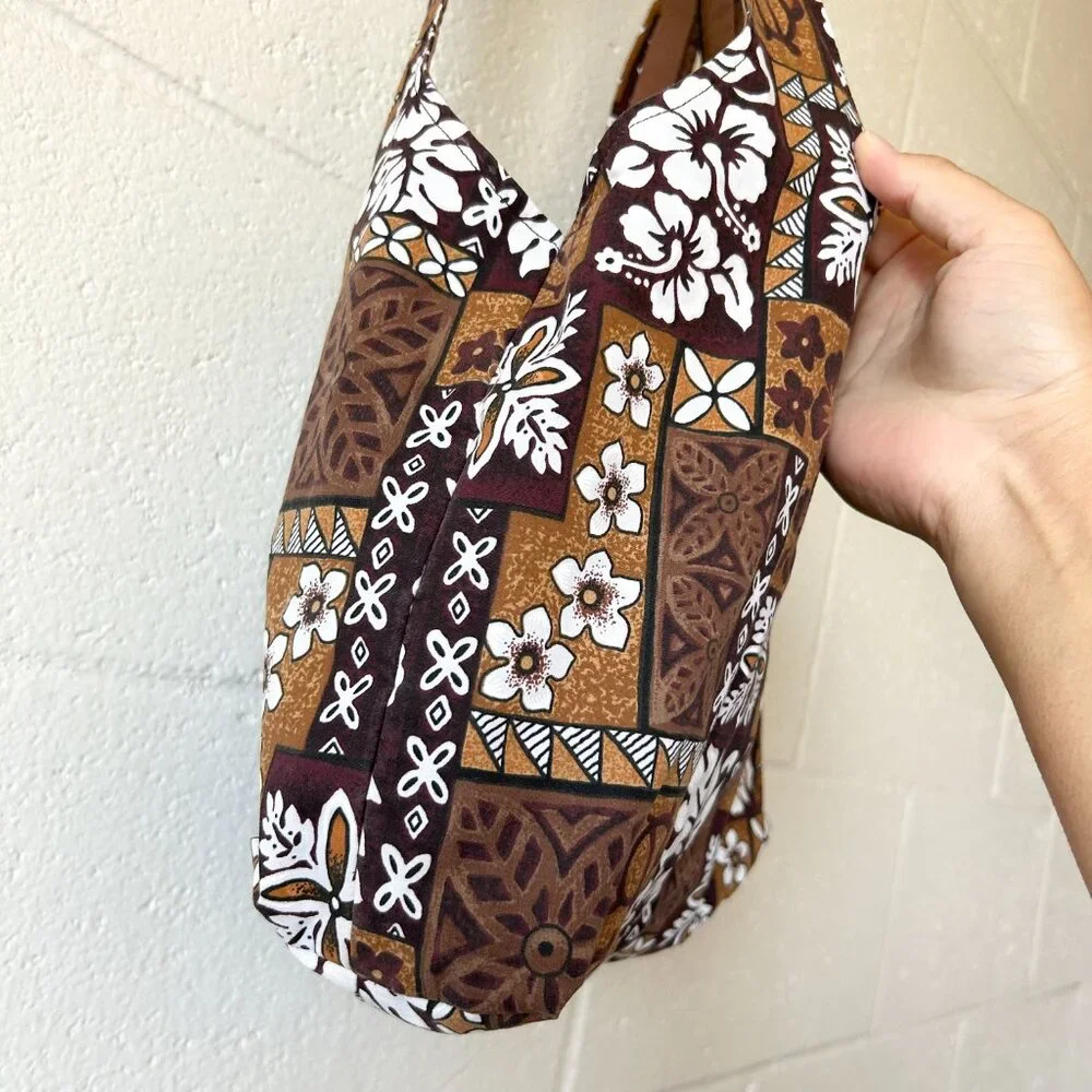 Handmade Hawaiian Print Floral Hibiscus Hawaiian Quilt Print Crossbody Messenger
